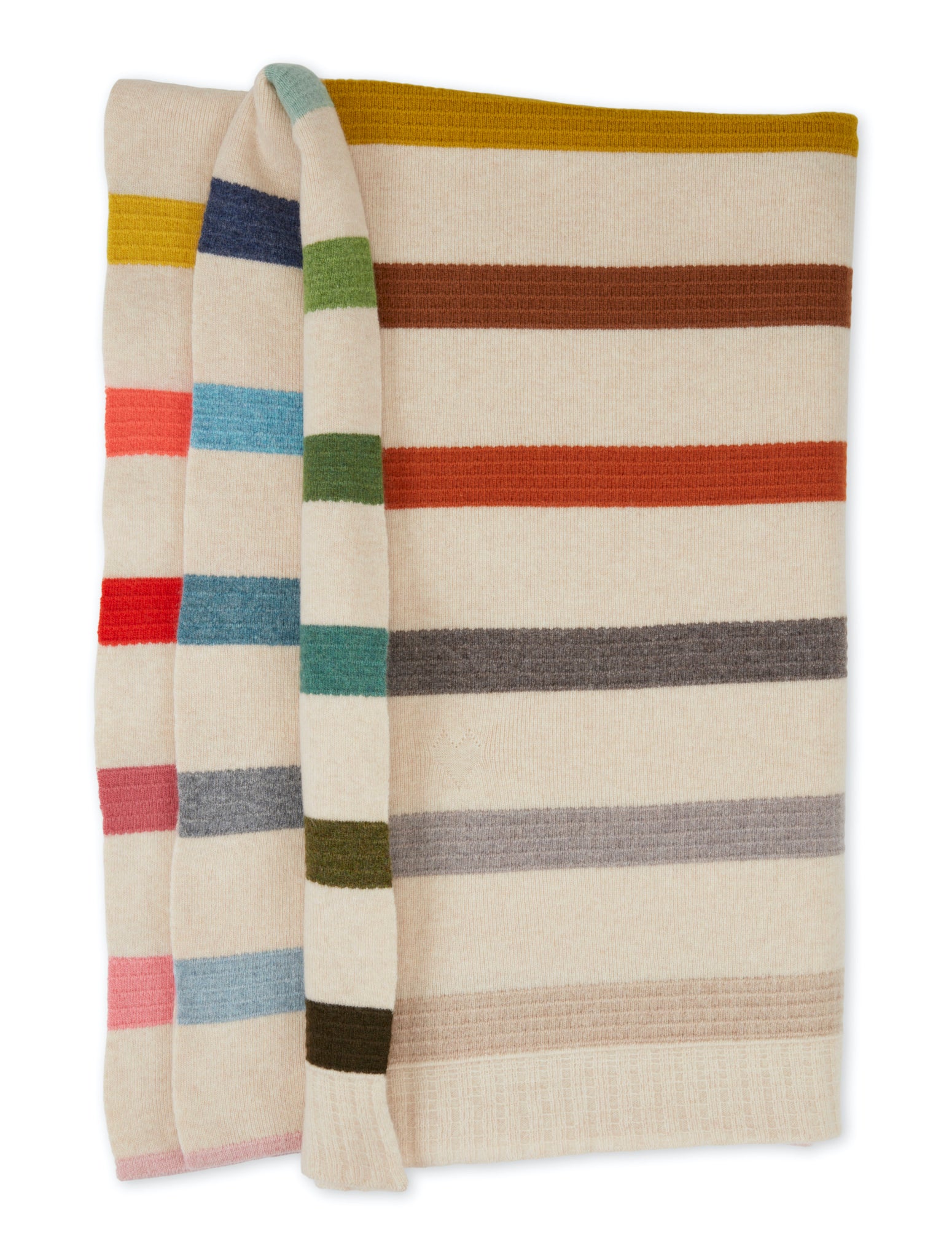 Snow Mountain Textured Stripe Scottish Lamb's Wool Throw