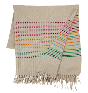 Rainbow Throw Oatmeal Rib Stripe