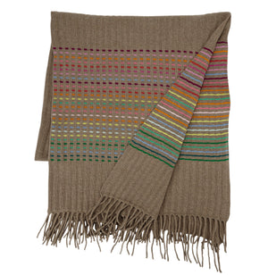 Rainbow Throw Dark Natural Rib Stripe