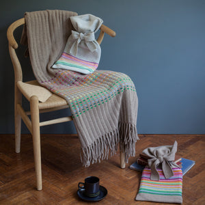 Rainbow Throw Oatmeal Rib Stripe