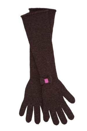 Chocolate Brown Bow Elbow Gloves