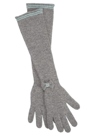 Flannel Grey and Ice Blue Bow Elbow Gloves