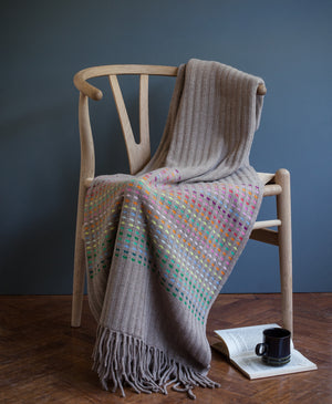 Rainbow Throw Dark Natural Rib Stripe